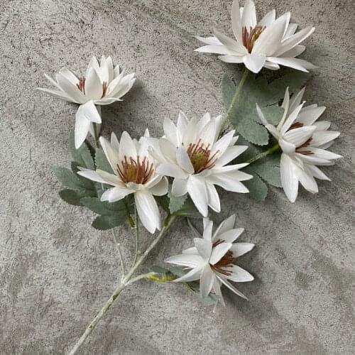 5Pcs Simulation Long Branch 6 Heads Sunflower Artificial Flowers Home Decoration Fake Flowers Wedding Bouquet Photography Props