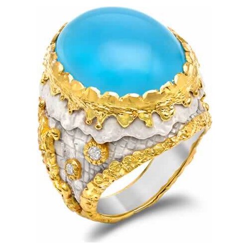 Classic Gold-plated Large Opal Stone Rings For Women Men Vintage Dual Color Blue Oval stone Finger Rings Party Jewelry Bohemian