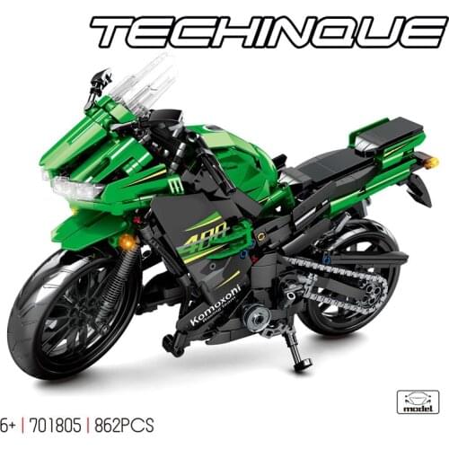 Simulation Technical moc building block japan Kawasakis Ninja 400 motorcycle assemble model bricks toys collection for gifts