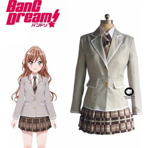 Imai Lisa Cosplay Costume BanG Dream! Roselia Wig High School Girl JK Uniform Suit Halloween Party