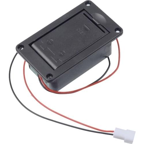 MasterFire 500pcs/lot 9V Battery Holder Storage Box Case for Guitar Bass Pickup for Ukulele With Wires Black 9V Batteries Cover