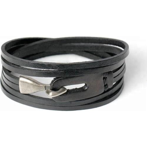 Bracelet Manufacturer New Design Men Fashion Vintage Leather Bracelet Classic Punk Style Multi-layer Handmade Hook Bracelet