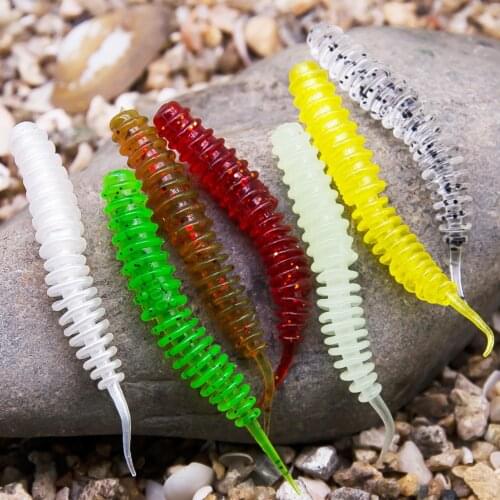 6cm/1.3g Soft Worm Bait Lure 20pcs/lot Needle Shaped Tail Artificial Maggot Grub Jig Fishing Soft Lure For Bass Pike Trout