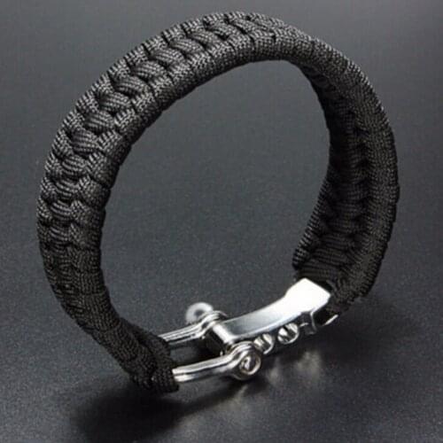 Survival Outdoor Cord Black Rope Camping Steel Shackle Buckle