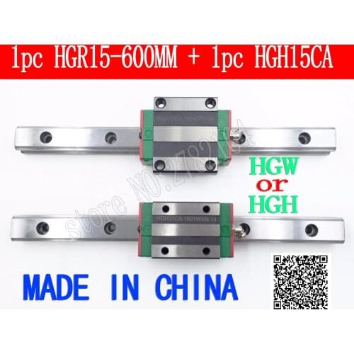 New linear guide rail HGR15 600mm long with 1pc linear block carriage HGH15CA HGH15 HGW15CC CNC parts