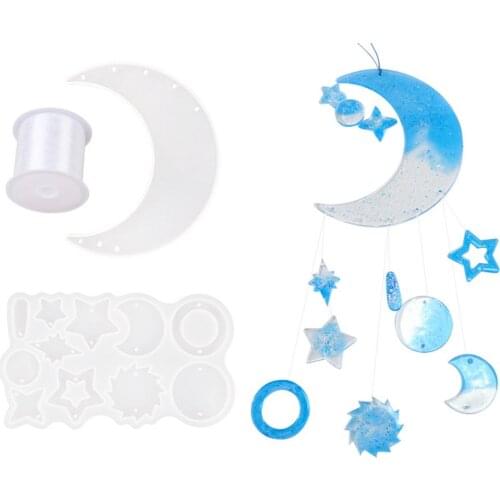 New 3D Moon Wind Chime Silicone Mold DIY Handcraft Wind Chime Hanging Decoration Molds Home Decor Wall Hanging Ornament