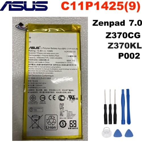Original ASUS C11P1425 C11P1425(9) ZenPad C 7.0 Phone Battery For ASUS Z370KL Z370CG P002 Phone 3340mAh High Capacity + Tools