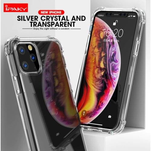 IPAKY original For iPhone 11 Pro Max Transparent Tempered Glass Phone Case For iPhone 11 pro max Ultra Thin Protective Cover