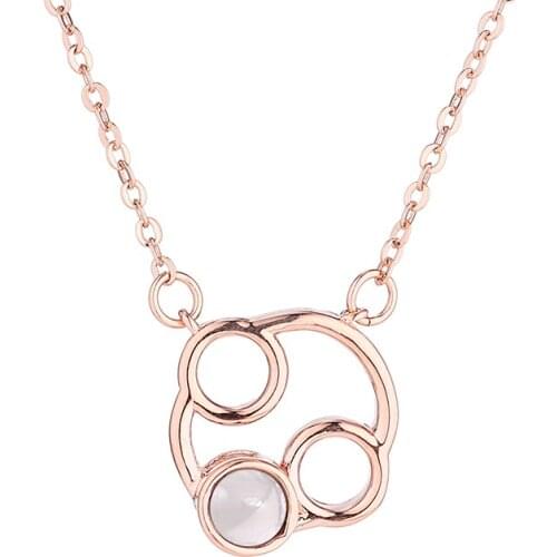 DANS ELEMENT Constellation Necklace For Women Exclusive Micro-carved Stone 100 Languages Of Love Birthday Gift Fashion 137324