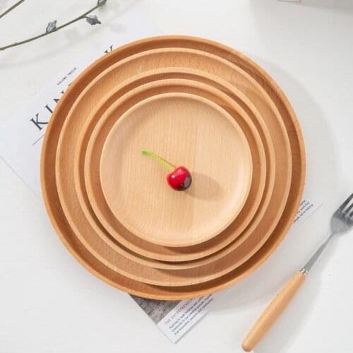 Solid Wood Pan Plate Fruit Sushi Saucer Tea Tray Dessert Dinner Plate Candy Storage Dishes Tableware Set Tray