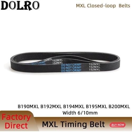 5/10pcs MXL Timing belt B190 B192 B194 B195 B200 Width 6/10/15mm Synchronous belt 152MXL 154MXL 155MXL 156MXL 160MXL Pitch 2.032