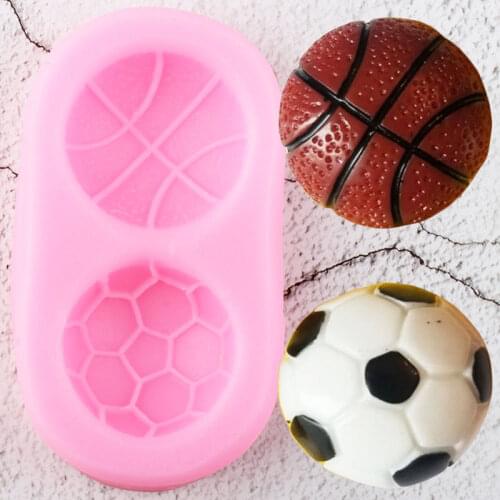 Football Basketball Silicone Mold Baby Party Cake Decorating Tools Cupcake Topper Fondant Chocolate Candy Soap Polymer Clay Mold