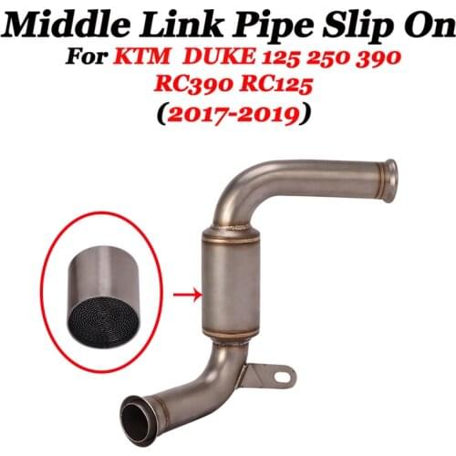 Slip On For DUKE 390 125 200 250 RC390 Motorcycle Exhaust Escape Modified Connection Middle Link Pipe Catalyst Eliminator