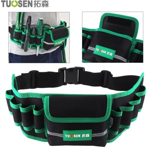 Tool Bag Multifunction Durable Waterproof Canvas with 8 Holes 1 Pocket and Waist Bag Design for Home / Industrial Maintenance