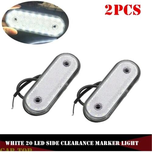 2X White 20LED Side Marker Indicator Light Lamp Caravan Truck Trailer Lorry LED Clearance Lights Trailer LED Marker Lights 24V