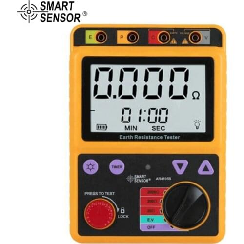 Smart Sensor AR4105B Digital Earth Resistance Tester 0 to 2000 Ohm Grounding Resistance Voltage Tester Measuring Instrument