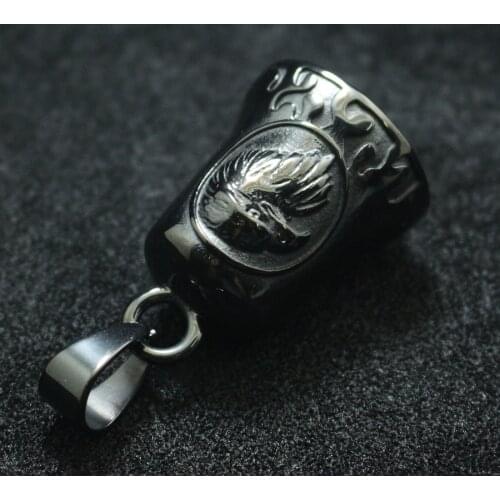 Unisex 316L Stainless Steel Cool Black Biker Eagle Bell Newest Flaming Pendant