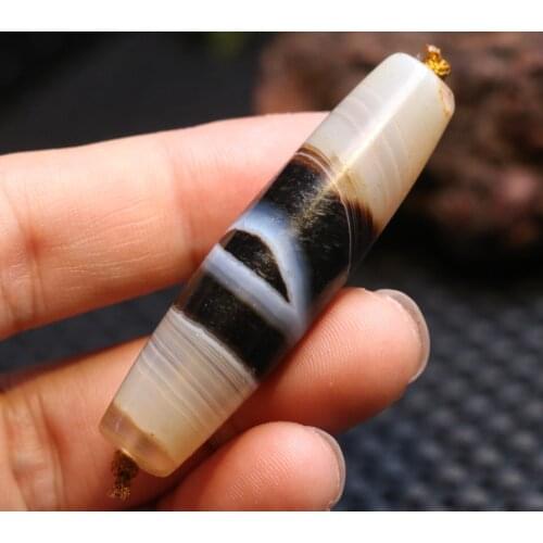 UPD0315A3 Magic Power Tibetan Old Agate Natural Eye Silkworm Line Healer Medicine dZi Bead LKbrother Top Quality