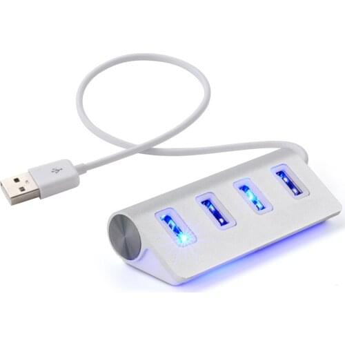 USB 2.0 4 Port HUB High Speed Multi Port USB Splitter Portable Aluminum Adapter for Apple Macbook Air Laptop PC Tablet