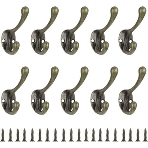 10PCS Single Prong Hook Classical Mini Size Wall Mounted Retro Cloth Hanger For Coats Hats Towels Keys Home Save Room Organizer