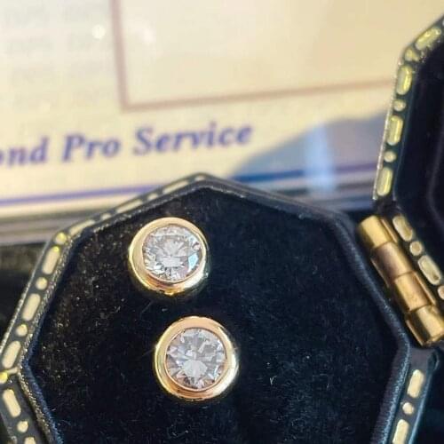 18K Gold Solid White Real Gold Jewelry (AU750)Women 1 carat Bubble Diamond Ear Buckles Diamond Earring Fashion Lady Fine jewelry