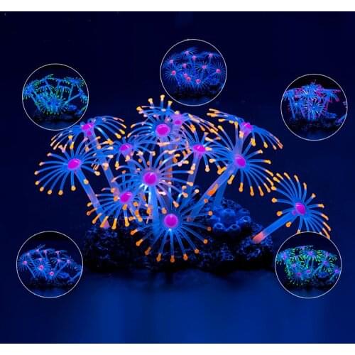 1Pcs Silicone Glowing Artificial Fish Tank Aquarium Coral Plants Ornament Underwater Pets Decor Drop Ship