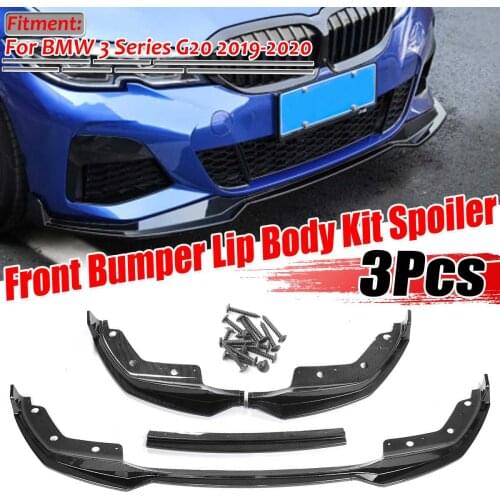 3PCS MP Style G20 Car Front Bumper Lip Spoiler Splitter Diffuser Detachable Body Kit Cover Guard For BMW 3 Series G20 2019 2020