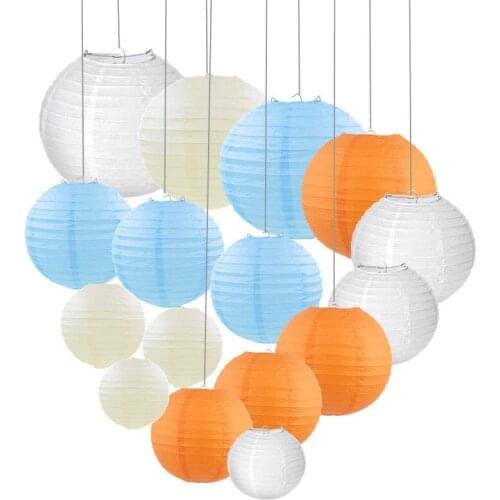 30 pcs 4"-12" Mix Color Paper Lantern Chinese Round Mixed Size lanterne papier lampion Wedding Outdoor Hanging Decor