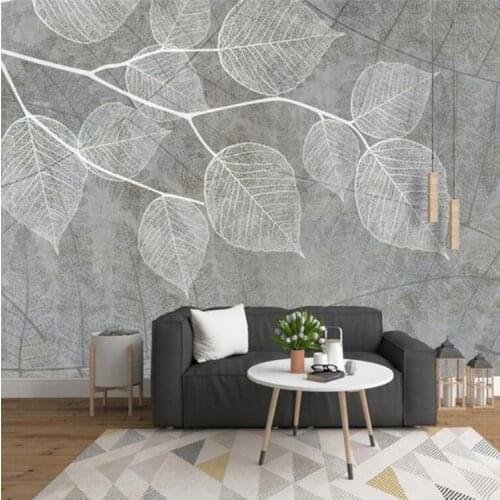3D 5D 8D Modern Light Grey Wallpapers for Walls Photo Wall Papers Living Room Home Decor Vintage Creative Wallpapers Murals Leaf
