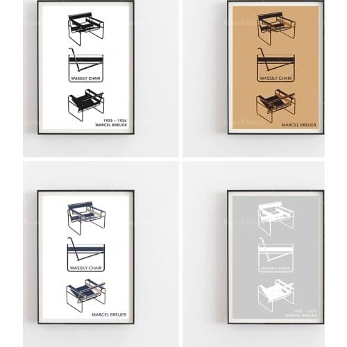 Architecture vintage print Bauhaus Marcel Breuer - Wassily chair minimal design minimaliste poster midcentury