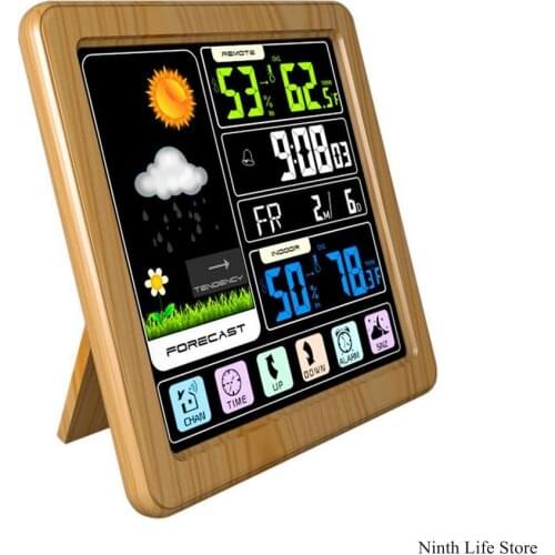 Wireless Weather Clock Multi-functional Color Screen Clock Creative Home Touch Screen Thermometer and Hygrometer Alarm Clock