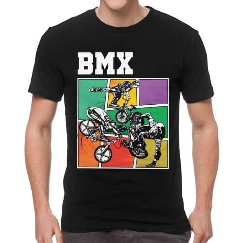 Bmx Stunts Cool Bikers T-shirt Mens T Shirt Short Sleeve 100% Cotton Bicycle MTB Mountain Bike Lover Tshirt Urban Tee Top