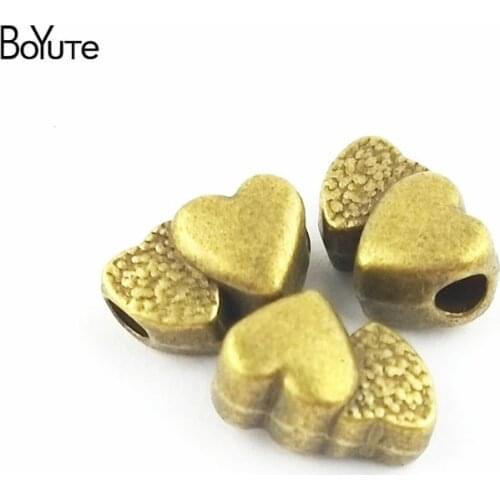 BoYuTe (50 Pieces/Lot) 13*8*7MM Antique Bronze Silver Love hole Beads Zinc Alloy Diy Jewelry Components Beads