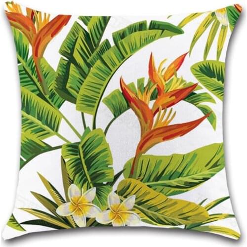 Tropical Plants Print White Fabric Cushion Cover Decorative Home Throw Sofa Chair Car Seat Friend Bedroom Kids gift pillowcase