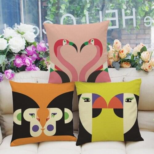 Nordic style Animal monkey Flamingo Parrot Pattern Abstract Geometric Throw Pillow Case for Couch Bedding Home Warming Gifts
