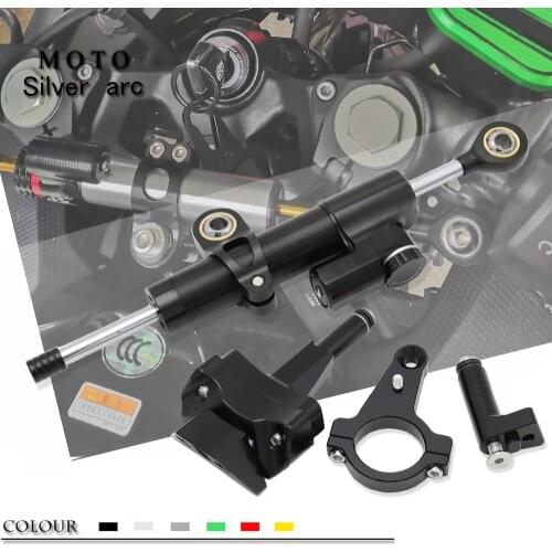 FOR KAWASAKI NINJA400 NINJA 400 Z400 Z400 CNC Motorcycle adjustable steering shock absorber stabilizer + bracket black green