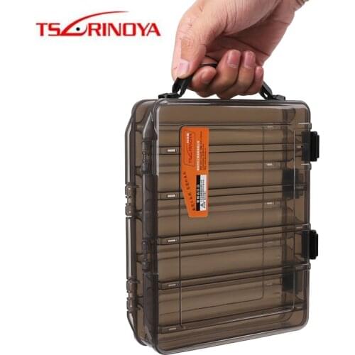 TSURINOYA Double Sides Fishing Lure Box 20*15.2*4.8cm 10 Compartments Waterproof Durable Plastic Lure Storage Box Fishing Tools