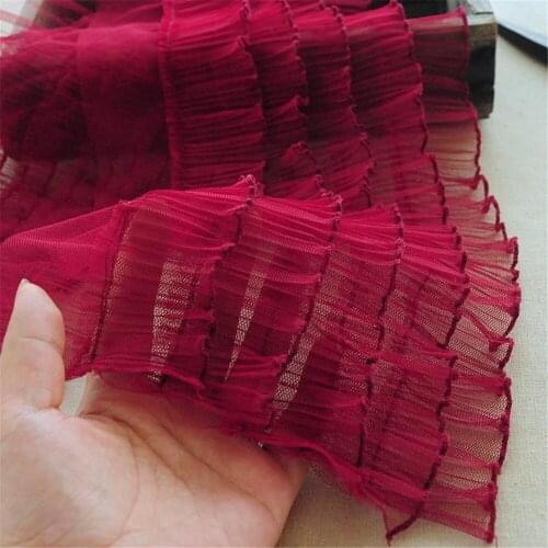 High-end 5 Layers Organ Crumpled Ruffled Tulle Lace Fabric Trim DIY Ladies Childrens Doll Clothing Skirt Hem Trim Accessories