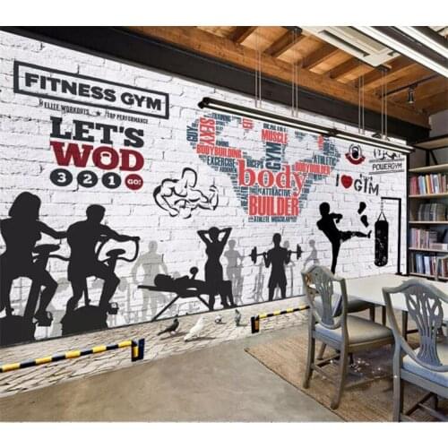 Custom Mural Wallpaper Gym mural Brick wall exercise fitness club image wall background decorative wall paper 3d photo Wallpaper