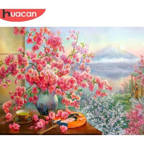 HUACAN Diamond Painting Cherry Rhinestones Pictures Diamond Embroidery Flower Full Square Round Handicrafts Gift
