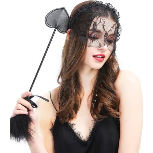 The Carnival Sexy Cross-Interesting New Sexy Accessories Feather Flirting Stick Black Veil Hair Band Lace Mask intimate goods