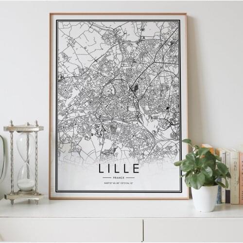 LILLE city map Nordic Living Room Decoration Canvas Poster Modern Home Decor Art Print Painting