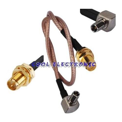 50pcs/lot RP-SMA Female to TS-9 TS9 male right angle RF coaxial cable for USB modem RG316 15cm