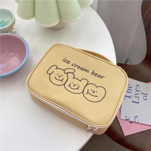 Kawaii Bear Print Cosmetic Bag Portable Toiletry Bag Travel Storage Bags Makeup Beauty Wash Organizer Toiletry Pouch 2021 New