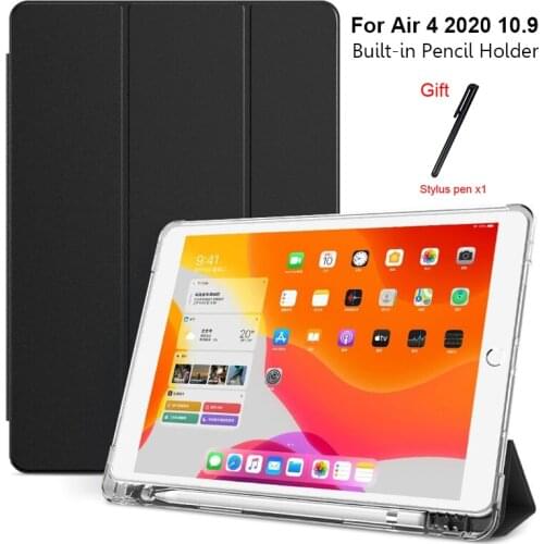 Flip leather case For iPad Air 4 10.9 2020 Translucent back Case With Pen slot For Apple iPad Air 4th Gen Stand Case Funda Capa