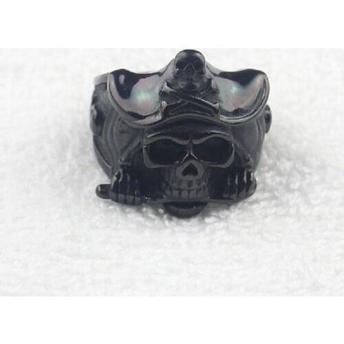 Cool Mens Black Pirate Skull Knife Caribbean Biker Stainless Steel Biker Ring US Size 7-15