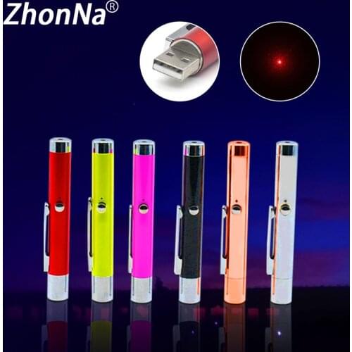 Red Dot Laser Pointer USB Plug Teaching Stylus With Magnet Cover Portable Pocket Laser Pen Metal Material Funny Cat Toy
