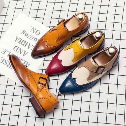 High-end customized mens business leather shoes, fashionable retro brogue mens shoes, high-end banquet shoes, fashion shoes