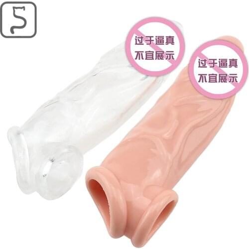 Men Delay Lock Sperm Fine Condom Threaded Enhancer Penis Ring Extender Sleeve Erection Dick Cock Ring Sex Toys For Men Intimate