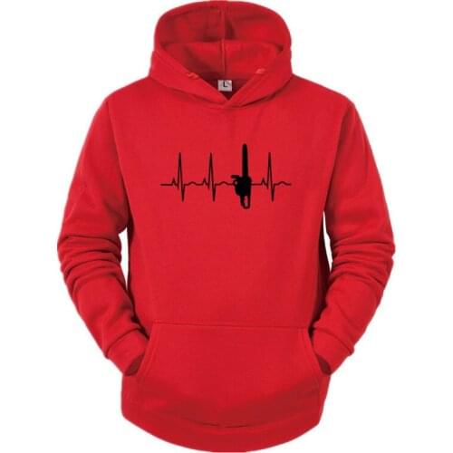Autumn Mens Long Sleeve Sweatshirt Funny Hoody Cotton Tops Pullover Lumberjack Shirt Chainsaw Heartbeat Hoodie For Arborists